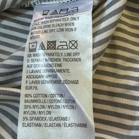 Linea 16 XL Top Shirt Black Striped Button Up Bell Long Sleeve Scoop Neck Women - Picture 7 of 7